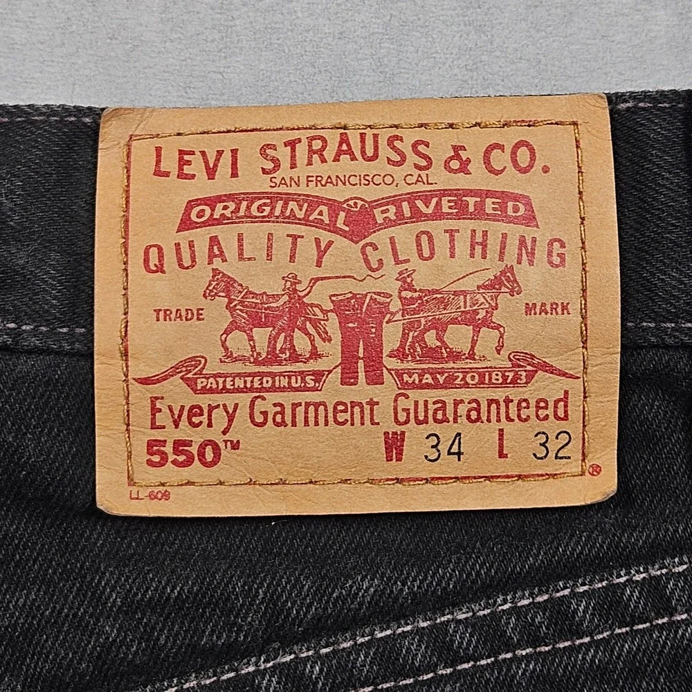 Vintage Levi's 550 Jeans Mens 34x32 (Actual 32x27) Black Denim Relaxed Baggy 90s